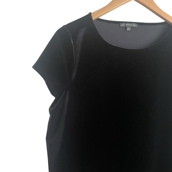 Adrianna Papell Women Top L Black Velour Lace Hem Whimsygoth Fairy Boho Romantic - Picture 6 of 12